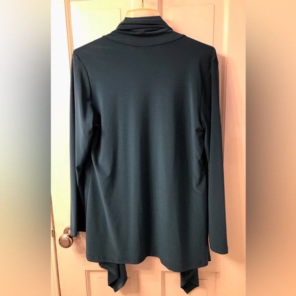 Clara Sun Woo Drape Tunic Cardigan M teal blue - Picture 3 of 5